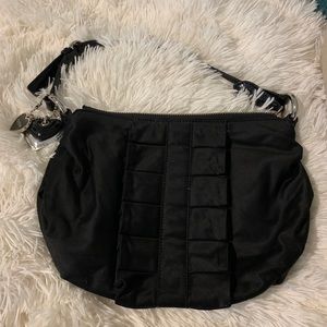 Bebe ruffle heart black purse